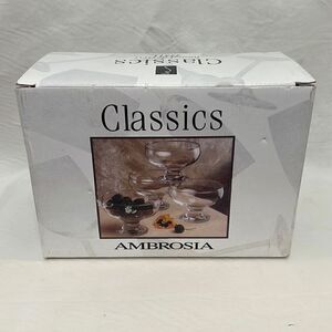 Classics Ambrosia Cups Durable Clear Glass Set Of 4 Footed Dessert Ice Cream